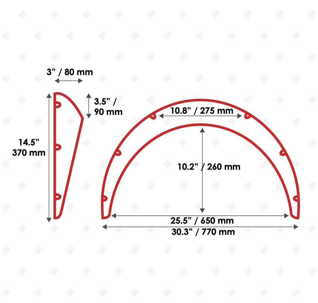 JDM Fender Flares Universal 3" wide 2 psc