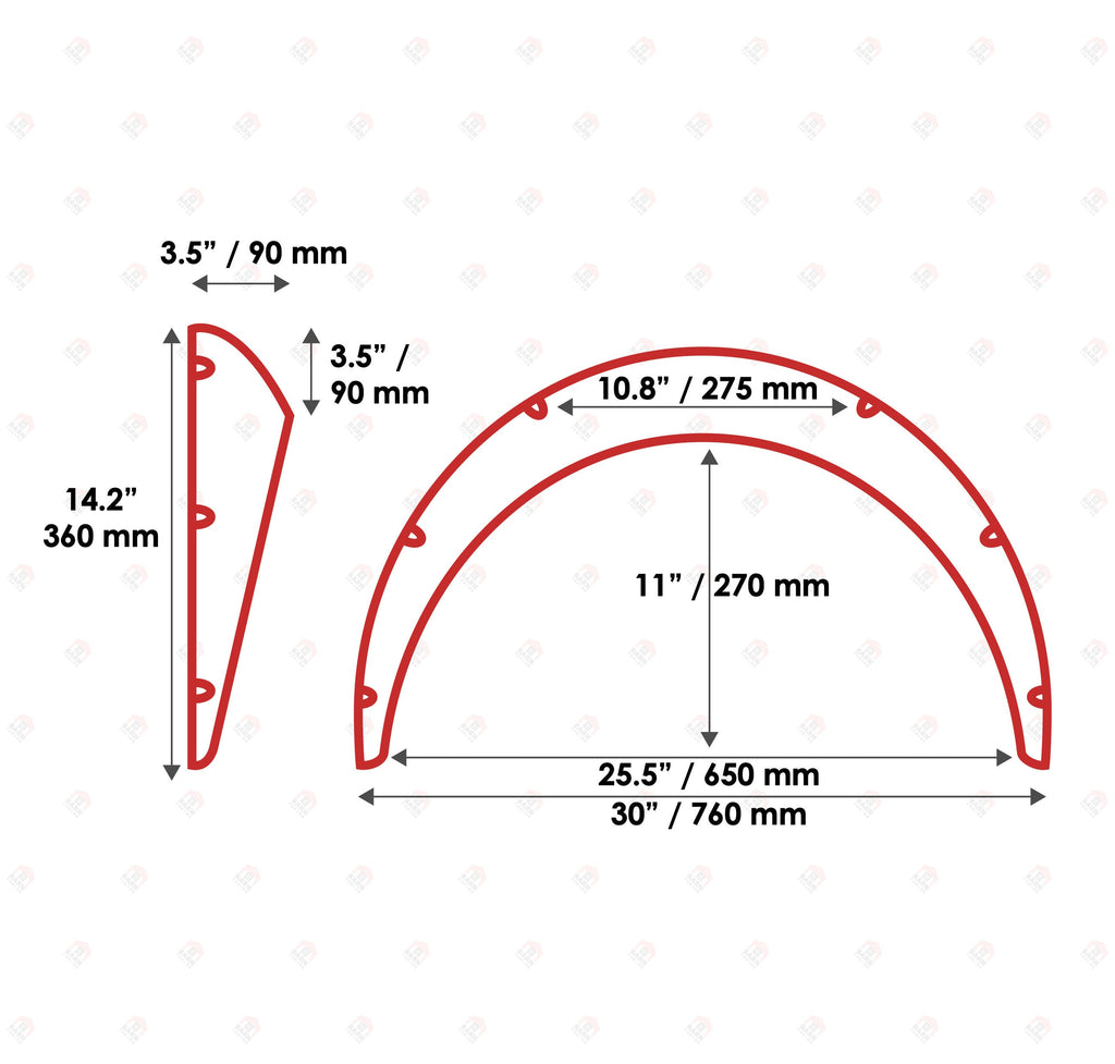 JDM Fender Flares Universal 3.5" wide 4 psc