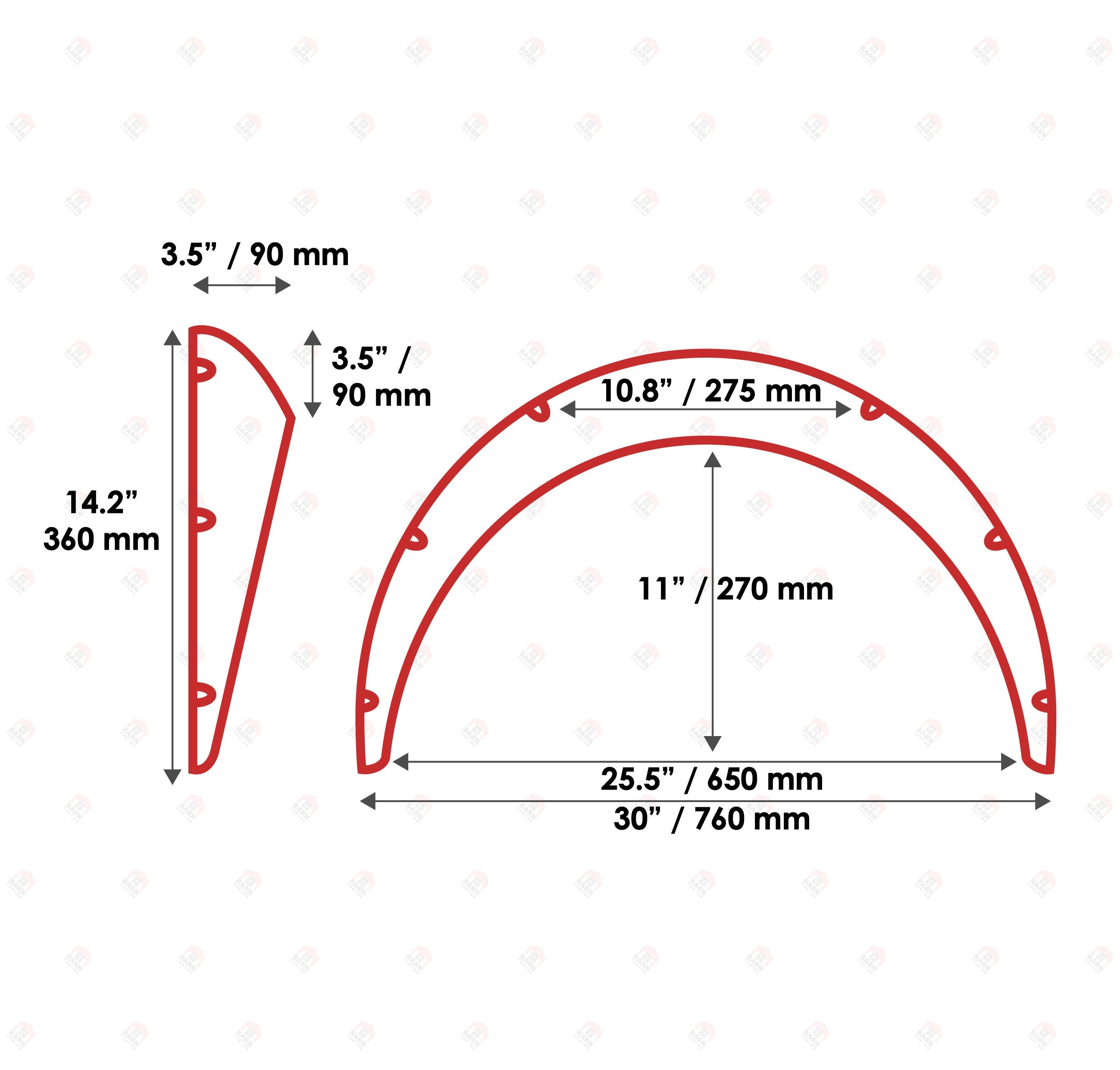 JDM Fender Flares Universal 3.5" wide 4 psc