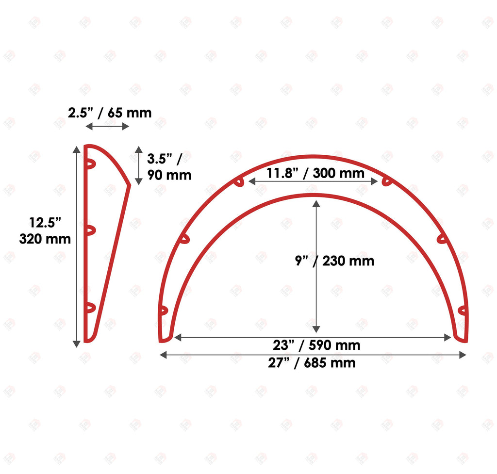 JDM Fender Flares Universal 2.5" wide 4 psc