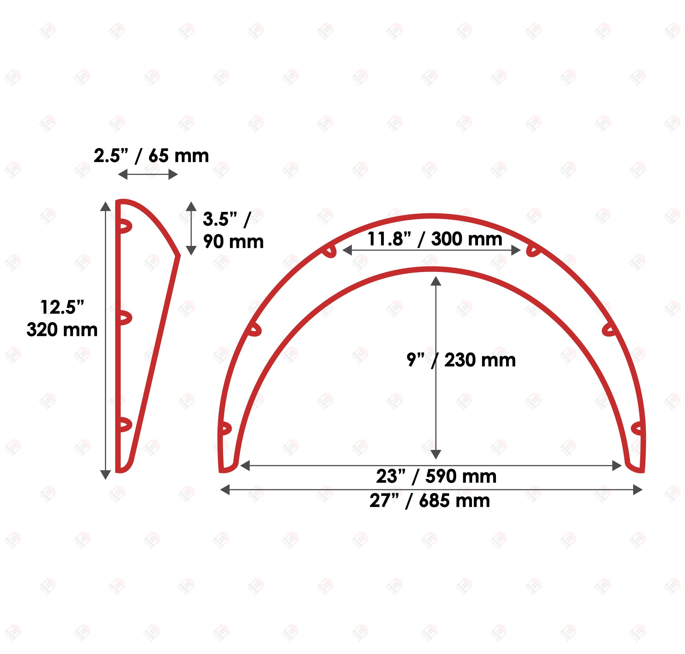 JDM Fender Flares Universal 2.5" wide 4 psc