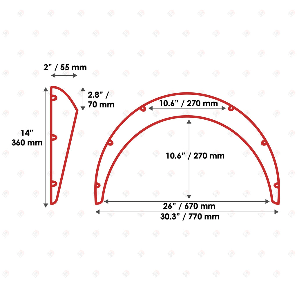 JDM Fender Flares Universal 2" wide 4 psc