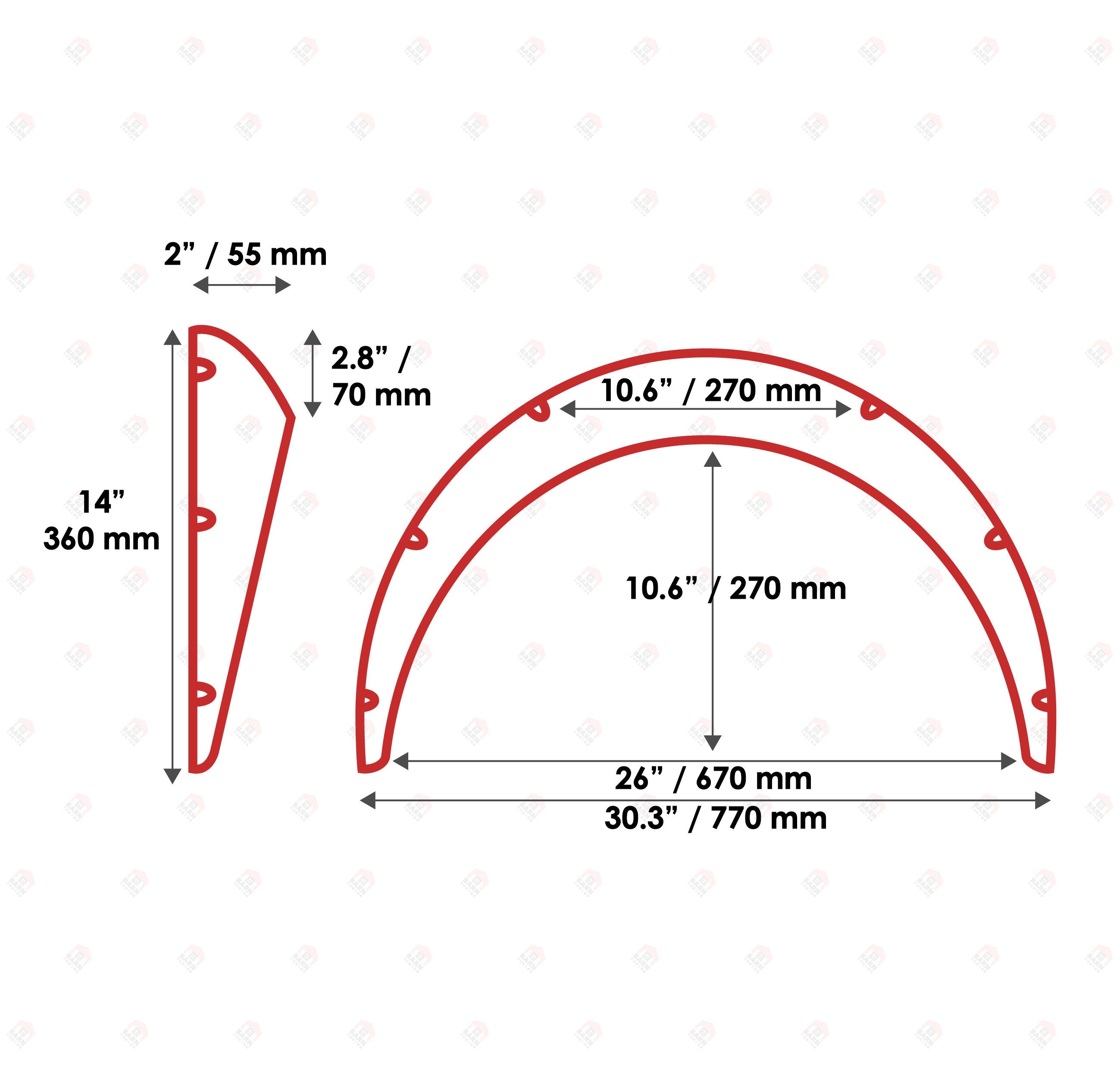 JDM Fender Flares Universal 2" wide 4 psc