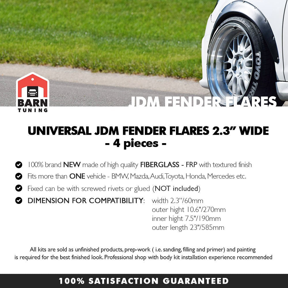 JDM Fender Flares Universal 2.3" wide 4 psc