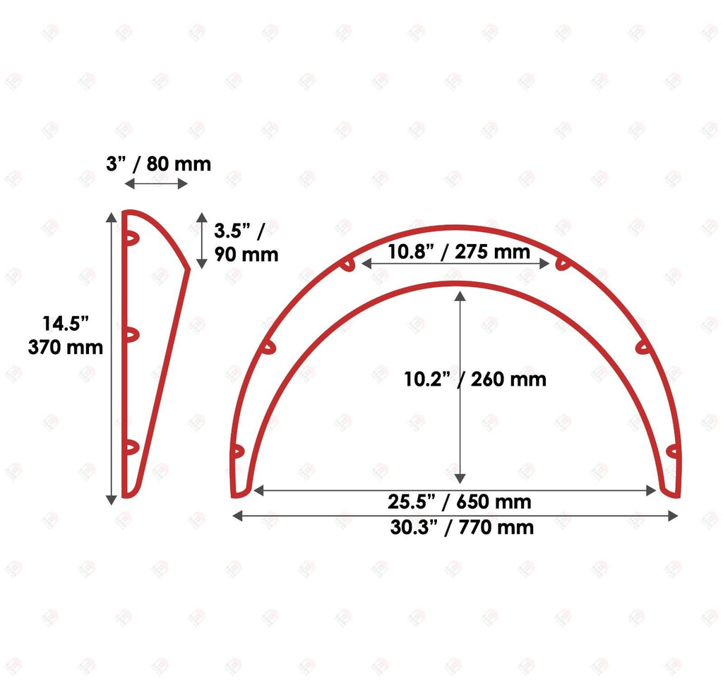 JDM Fender Flares Universal 3" wide 2 psc - smooth